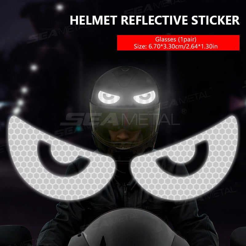 devil horns for motorcycle helmet SEAMETAL Reflective Stickers Motorcycle Helmet Decal Arrows Eyes Wings Devil Horns Waterproof Night Warning Sign Exterior Parts, 2pcs Eye shape