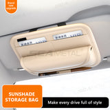 SEAMETAL PU Leather Car Visor Glasses Holder Universal Atuo Sunshade Glasses Bag