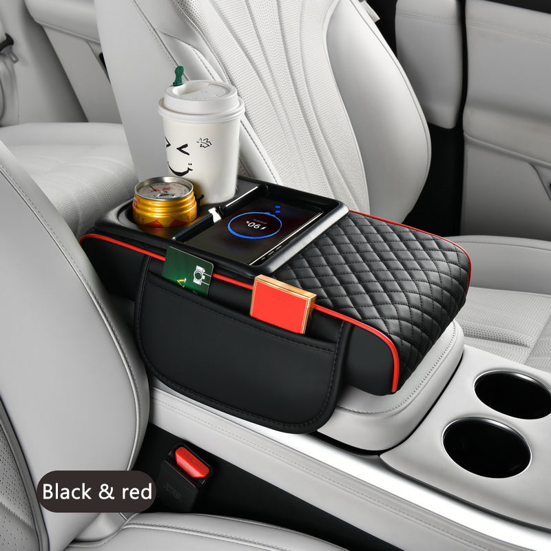 SEAMETAL Car Arm Rest Cushion Thicken High-Density Sponge Center Console Armrest Box Cover Wireless Charging
