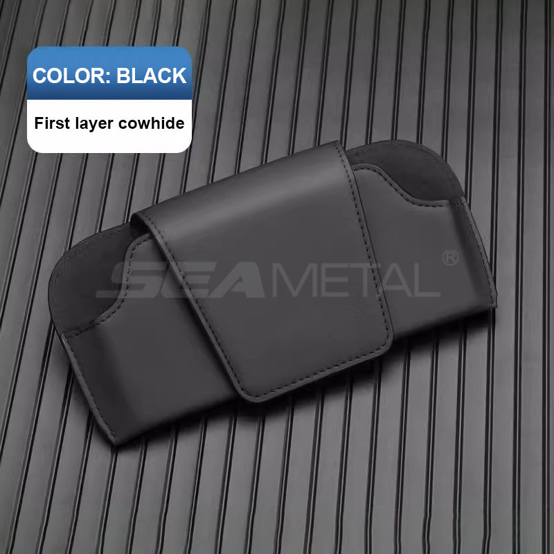 SEAMETAL Leather Car Sun Visor Sunglasses Clip Universal Car Sunglasses Holder