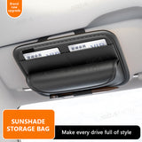 SEAMETAL PU Leather Car Visor Glasses Holder Universal Atuo Sunshade Glasses Bag