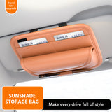SEAMETAL PU Leather Car Visor Glasses Holder Universal Atuo Sunshade Glasses Bag