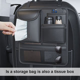 SEAMETAL Car Seat Back Storage Bag Pu Leather Car Organizer Bag Multi-functional Tissue Drink Phone Sunglasses Holder Accessorie