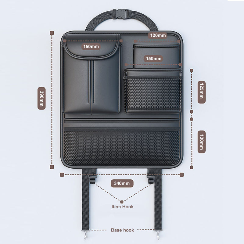 SEAMETAL Car Seat Back Storage Bag Pu Leather Car Organizer Bag Multi-functional Tissue Drink Phone Sunglasses Holder Accessorie