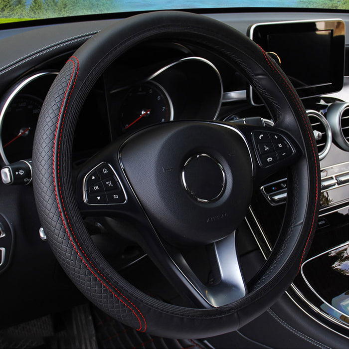SEAMETAL Microfiber Leather Car Steering Wheel Cover, Non-Slip & Breathable Universal Fit