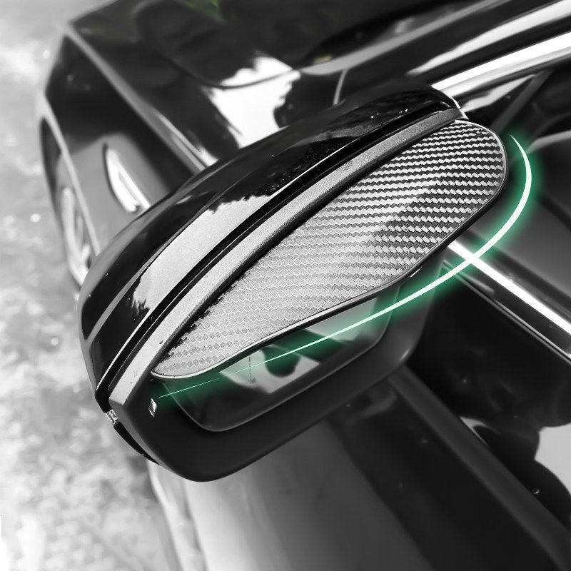 Carbon Fiber Car Black Rear View Side Mirror Rain Plate Eyebrow Sun Visor Accessories