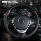 Leather Steering Wheel Cover Braid On 38cm Auto Car Wheel Cover Car Accessories
