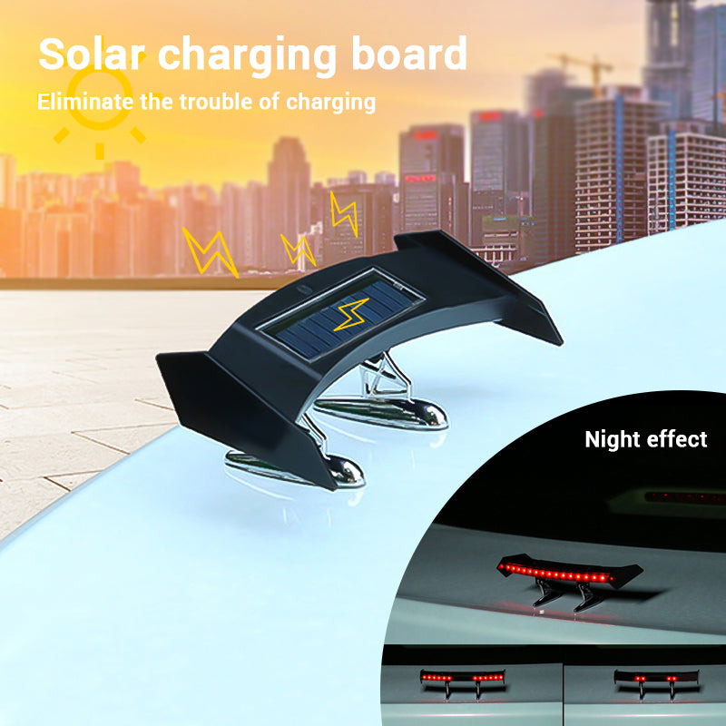 Mini Solar Car Rear Spoiler Light 12V Flashing Warning Light 1
