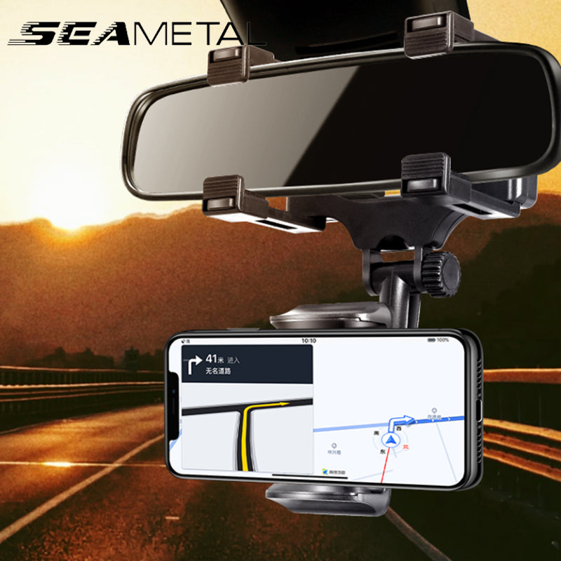 SEAMETAL Rotatable Car Phone Holder Rearview Mirror Clip Cellpone Holder Stand