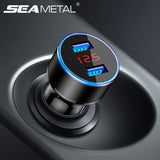 Dual USB Port Car Charger 5V 3.1A LCD Display Cigarette Lighter Adapter Red