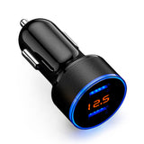 Dual USB Port Car Charger 5V 3.1A LCD Display Cigarette Lighter Adapter