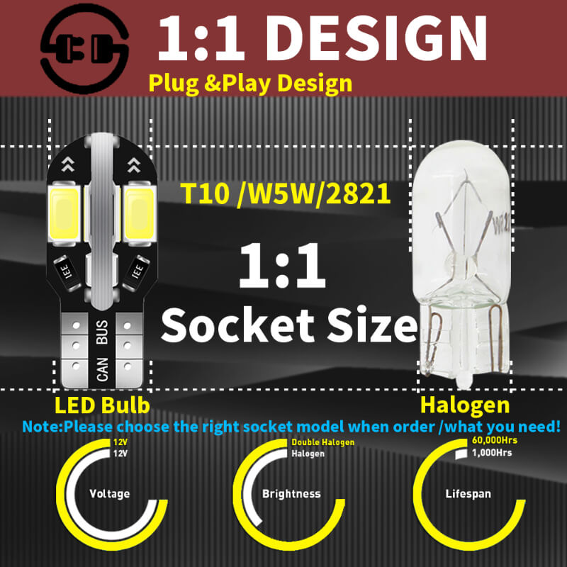 10Pcs T10 5730 8SMD LED Canbus Bulbs Car Wedge Side Light License Plate Lamp