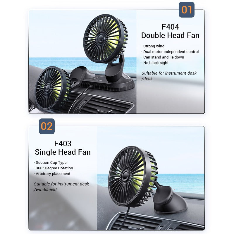 Car Fans 12V/24V USB Dashboard Electric Cooling Fan 3 Speed Strong Wind