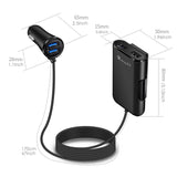 4 Multi Ports Car Charger Adapter with 5FT Cable for Back Seat Charging