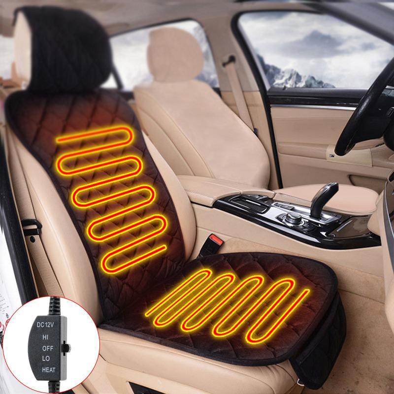 Heated Seat Cushions 12-Volt Winter Car Seat Heating Pads Warmer Protector  - Black / 1 PC Front