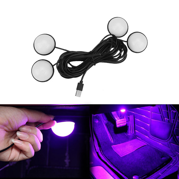 SEAMETAL 4Pcs LED Car Foot Lights Ambient Lamp 12V Auto Interior Decorative Atmosphere Light