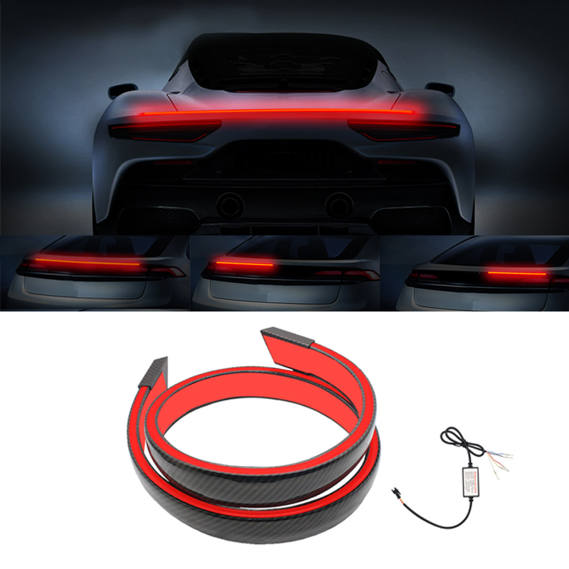 Flexible Car Trunk Tail Brake LED Strip Light High Rear Additional Stop Light Car Turn Signal Running Lamp