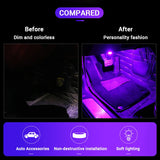 4Pcs LED Car Foot Lights Ambient Lamp 12V Auto Interior Decorative Atmosphere Light