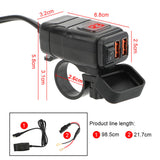 QC3.0 Dual USB Motorcycle Charger Waterproof Quick Charger Vehicle-mounted Switch