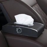 Car Tissue Holder Luxury Napkin Holder with Quartz Clock Parking