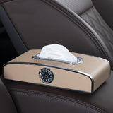 Car Tissue Holder Luxury Napkin Holder with Quartz Clock Parking