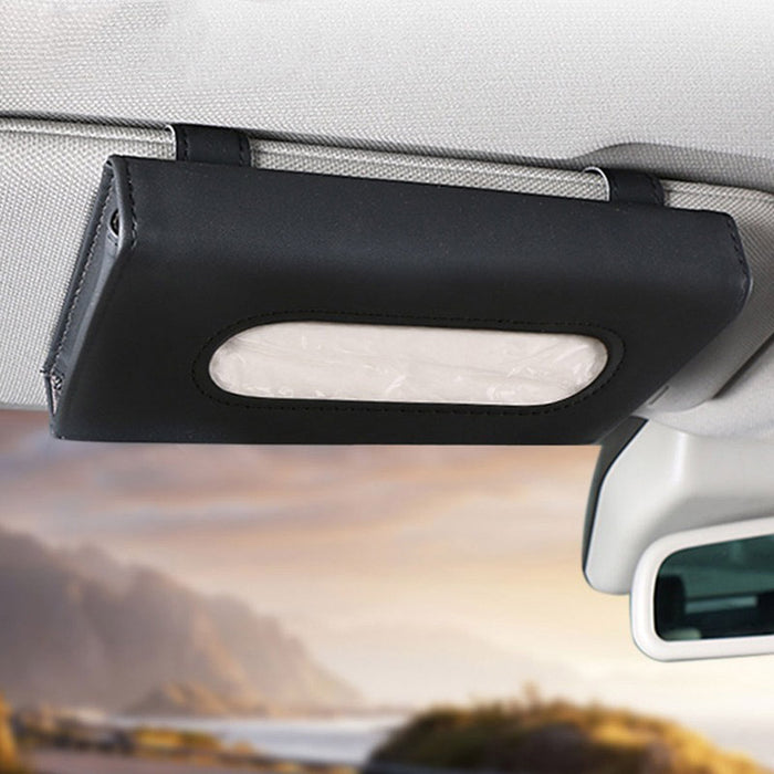SEAMETAL PU Leather Car Sun Visor Tissue Holder, Hanging Napkin Dispenser Case
