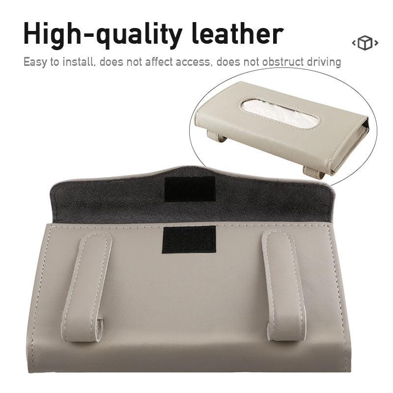 PU Leather Car Tissue Holder Universal Auto Sun Visor Napkin Holder
