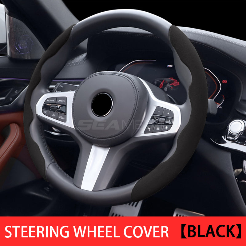 SEAMETAL 38cm Suede Car Steering Wheel Cover Interior Accessories Steering Wheel Covers