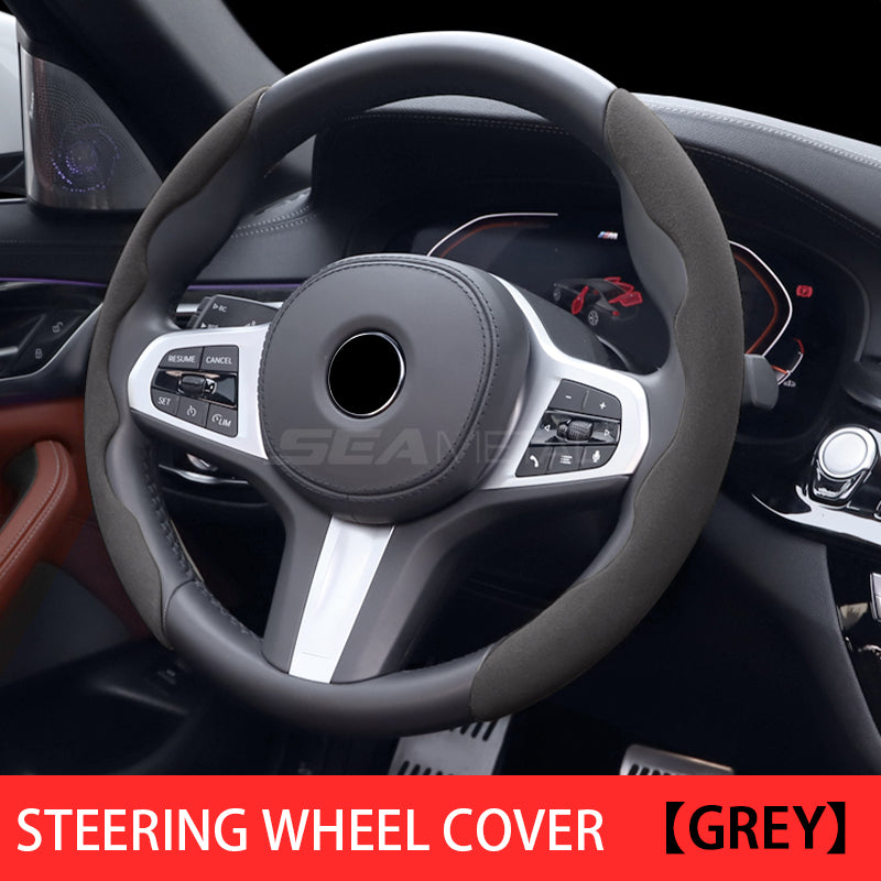 SEAMETAL 38cm Suede Car Steering Wheel Cover Interior Accessories Steering Wheel Covers