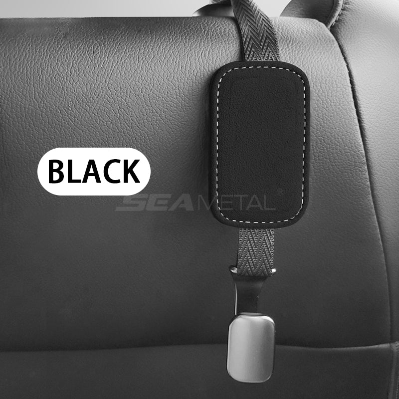 SEAMETAL Luxury Car Storage Hooks Headrest Hooks Pu Leather Car Seat Back Hanger Organizer