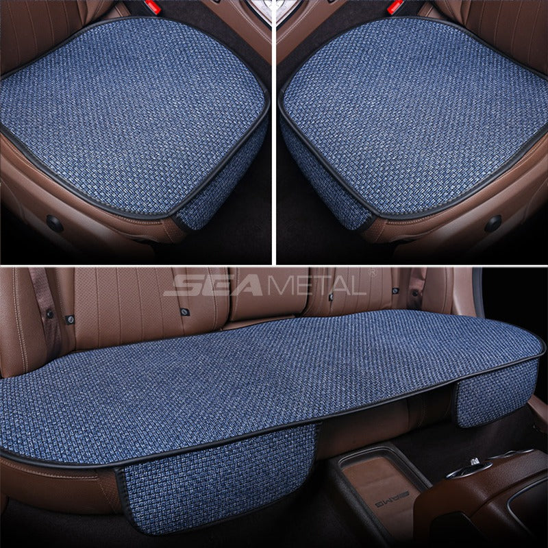 SEAMETAL Flax Car Seat Cover Linen Fabric Automobiles Seat Covers Breathable Chair Protector Pad Mat