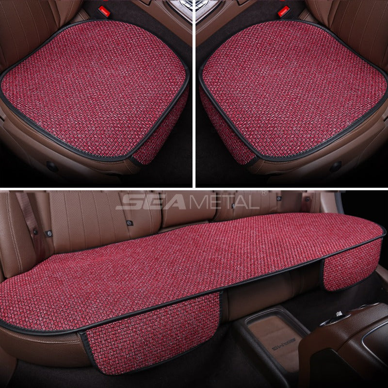SEAMETAL Flax Car Seat Cover Linen Fabric Automobiles Seat Covers Breathable Chair Protector Pad Mat
