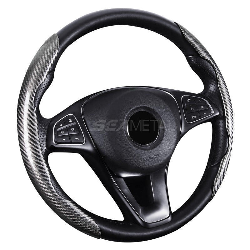 SEAMETAL 38cm  Anti-slip Carbon Fiber Car Steering Wheel Cover Accessories