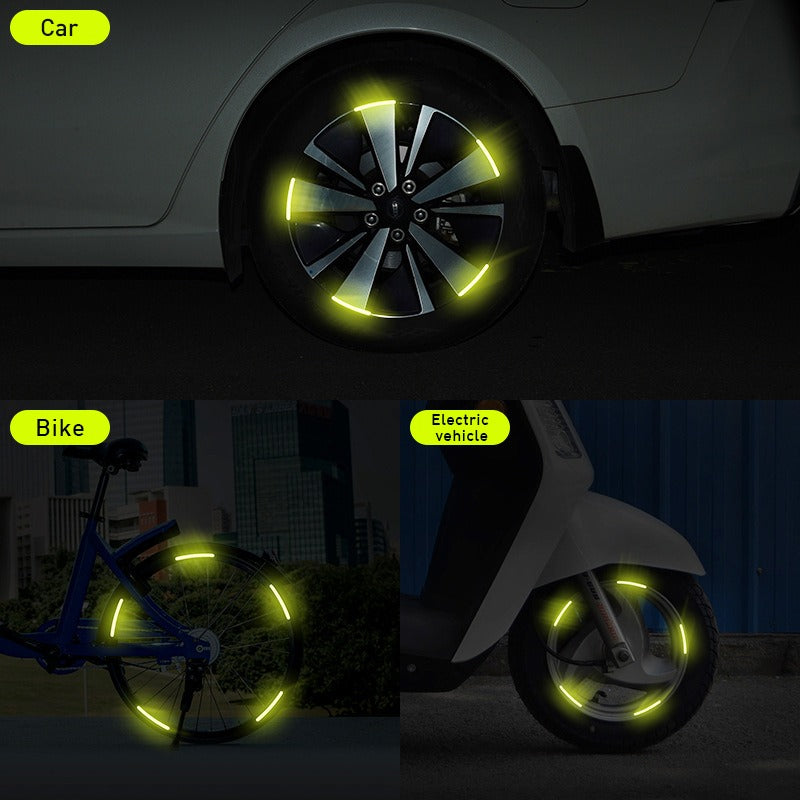 20pcs Wheel Hub Reflective Stickers Anti Scratch Auto Body Decorative Rim Tape Strips
