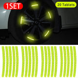 20pcs Wheel Hub Reflective Stickers Anti Scratch Auto Body Decorative Rim Tape Strips
