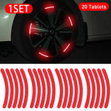 20pcs Wheel Hub Reflective Stickers Anti Scratch Auto Body Decorative Rim Tape Strips