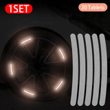 20pcs Wheel Hub Reflective Stickers Anti Scratch Auto Body Decorative Rim Tape Strips