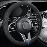 SEAMETAL Black Suede Car Steering Wheel Cover Universal 38cm Fur Steer Wheel Protector