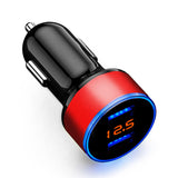 Dual USB Port Car Charger 5V 3.1A LCD Display Cigarette Lighter Adapter Red
