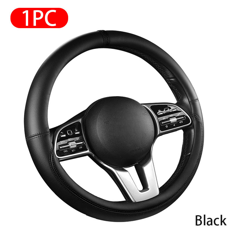 Diameter 36/38cm Nappa Leather Non-slip Wear Resistant Steering Wheel Cover