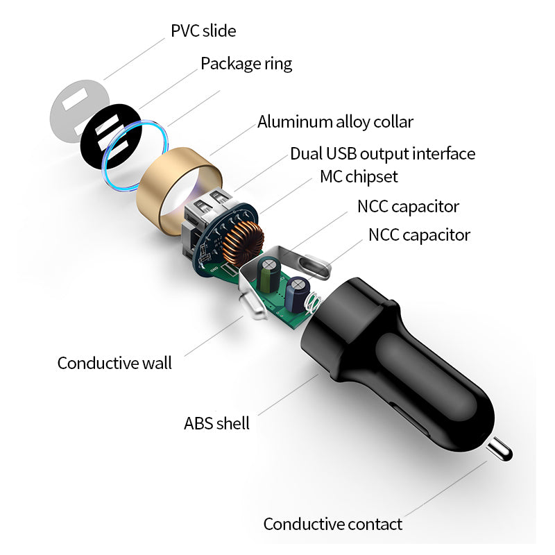Dual USB Port Car Charger 5V 3.1A LCD Display Cigarette Lighter Adapter