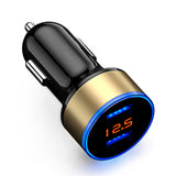 Dual USB Port Car Charger 5V 3.1A LCD Display Cigarette Lighter Adapter Golden