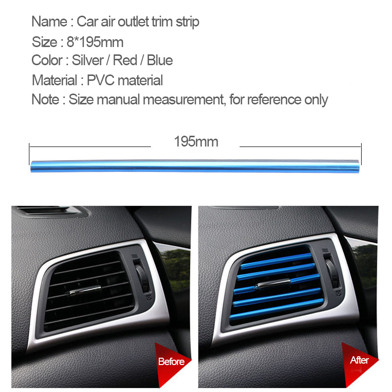 Chrome PVC Car Air Conditioner Vent Outlet Trim Decoration Strip2