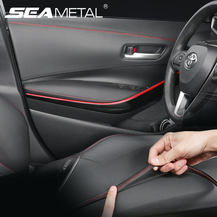 SEAMETAL Luxury Car Mouldings Trim PU Leather Braid Decorative Line Strips for Door Dashboard Sticker