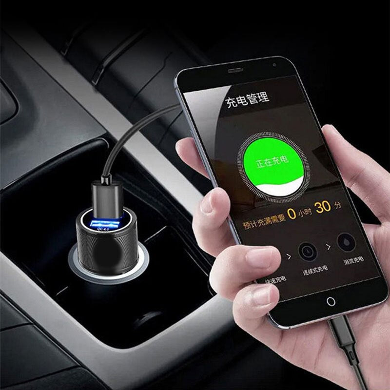 Metal Car Charger 65W 4.8A 2 Port Dual USB Cigarette Lighter Adapter