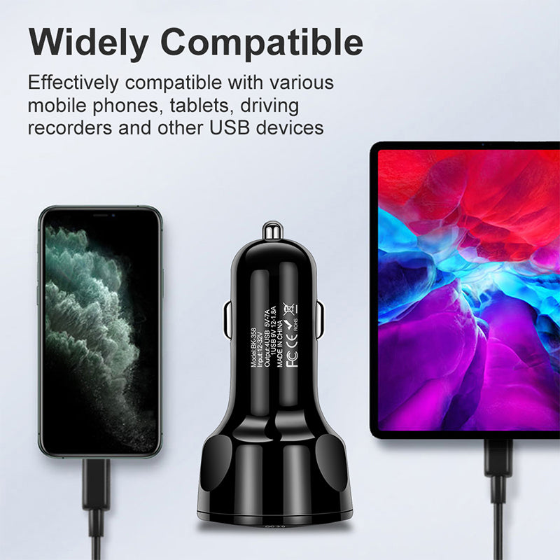 4 Ports USB Car Charger 35W Quick 7A Mini Fast Charging iPhone Adapter