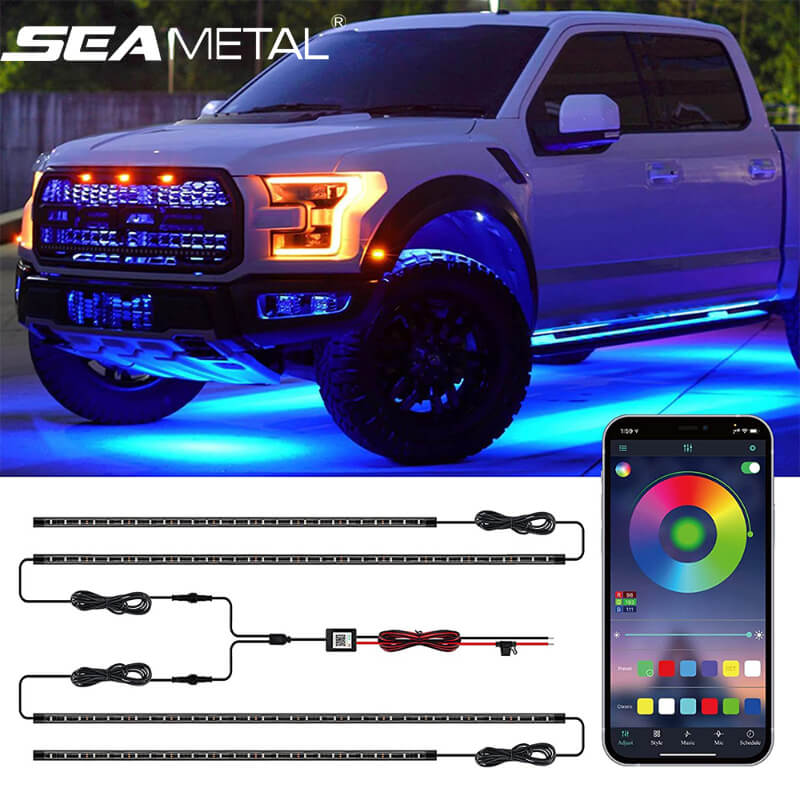 Car Underglow Neon Accent Strip Lights App Control LED Underbody Light –  SEAMETAL