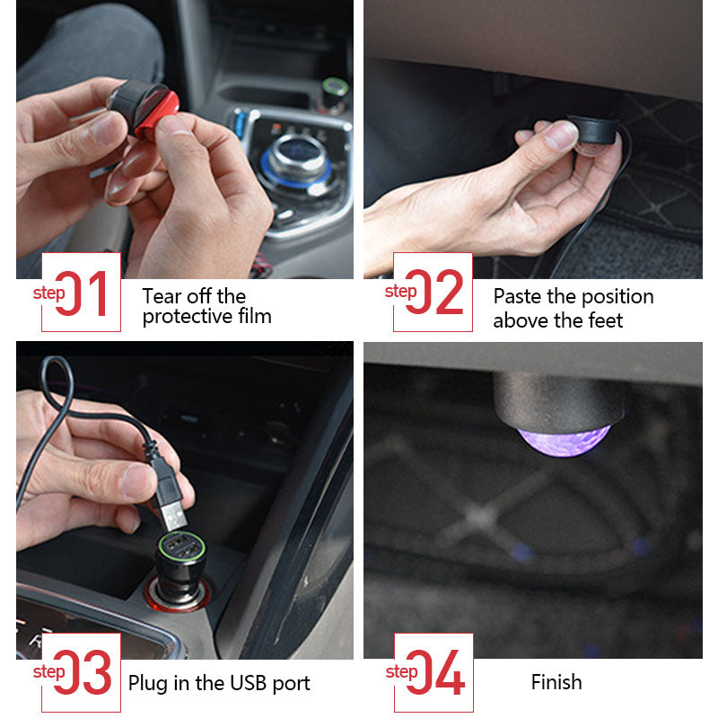 Seametal 12V Car Atmosphere Lamp Interior USB Auto Ambient Lights 4 in 1 Car Atmosphere Decor Lights Led Mini Auto USB Decorative Light4