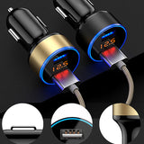 Dual USB Port Car Charger 5V 3.1A LCD Display Cigarette Lighter Adapter Red