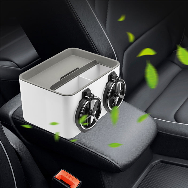 Car Armrest Storage Box with Cup Bottle Holder Auto Mobile Phone Tissue Storage